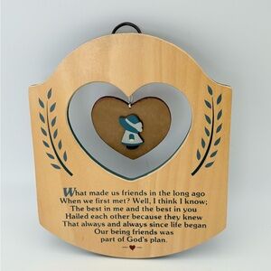 Vintage Heart-Shaped “Friends” Wooden Wall Plaque